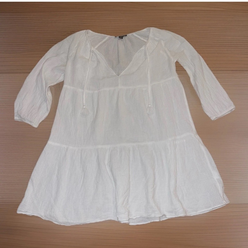 J Crew Women’s White 100% Cotton Tiered Dress XS Peasant Boho Festival Cottage